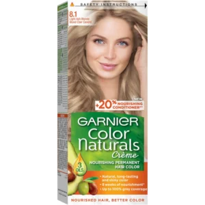 غارنييه صبغه شعر كولور ناتشرالز كريم / 8.1 لايت اش بلوند | Garnier Color Naturals H.cr. 8.1 Light Ash Blonde