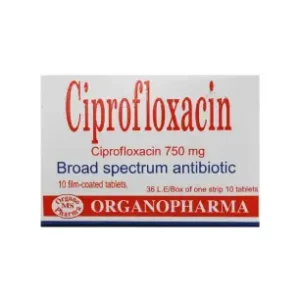 سيبروفلوكساسين (اورجانو) 750 مجم 10 اقراص | Ciprofloxacin (Organo) 750 Mg 10 Tab
