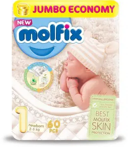 مولفيكس جامبو حديثي الولادة رقم (1) 60 قطعة | Molfix Jumbo Hdythy Birth No (1) 60 Piece