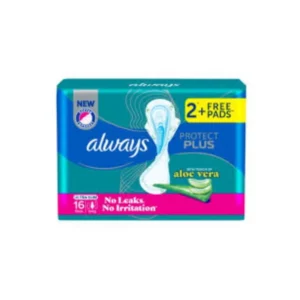 الويز الترا سليم بروتكت بلس الوفيرا فوط صحية طويله 16 قطعه | Always Ultra Slym Protect Plus Aloe Vera Pads Sanitary Long 16 Piece