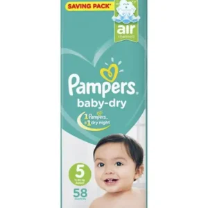 بامبرز حفاضات اطفال جونيور رقم (5) 58 قطعة 11-25 كجم | Pampers Diapers Kids Junior No (5) 58 Piece 11-25 Kg