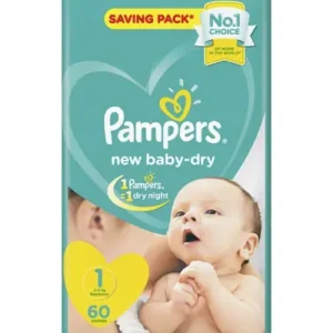 بامبرز حفاضات اطفال حديثي الولادة رقم (1) 60 قطعة 2-5 كجم | Pampers Diapers Kids Hdythy Birth No (1) 60 Piece 2-5 Kg