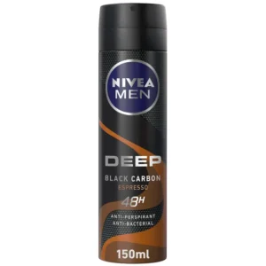 نيفيا للرجال مزيل عرق سبراي. 150مل ديب أسود كاربون | Nivea Men Deod Spr. 150ml Deep Black Carbon