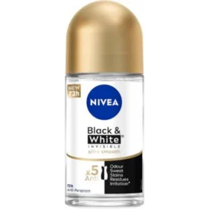 نيفيا مزيل عرق رول اون حريمي بلاك اند وايت جولد انفيزبل سيلكي سموث 50 مل | Nivea Deod Rollon F/W 50Ml Black&White Gold Inv. Silky Smooth