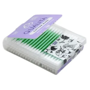 كواليتا اعواد قطن للاذن 100 قطعة ملونة | Qualita Cotton Buds 100 Pieces Colour