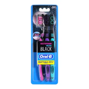 اورال-بي فرشاة اسنان بلاك راوند ميديام (3 قطع بسعر قطعتين) ( عرض خاص ) | Oral-B Brush Teeth Black Rawnd Medium (3 Pieces Bsar Qtatyn) ( Offer Special )