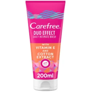كير ديو إيفيكت يومي المنطقة الحساسة غسول 200مل فيتامين. إي & قطن | Carefree Duo Effect Daily Intimate Wash 200ml Vit. E & Cotton