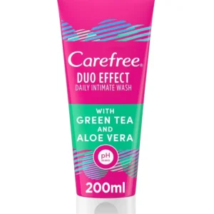 كيرفري غسول المنطقة الحميمية اليومي دو ايفكت بالشاي الاخضر والالوفيرا200 مل | Carefree Duo Effect Daily Intimate Wash 200Ml Green Tea & Aloe Vera
