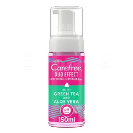 كير فري موس منظف يومي بالشاي الاخضر 150مل | Carefree Duo Effect Daily Intimate Cleansing Mousse 150Ml Green Tea