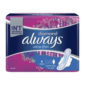الويز فوط صحية دياموند الترا ثن باد طويل جدا 6 قطع | Always Pads Sanitary Dyamwnd Ultra Thn Pad Long Very 6 Pieces