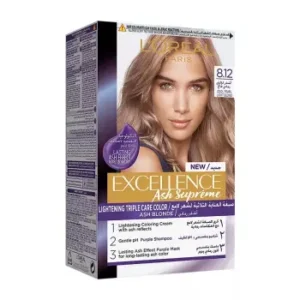 لوريال اكسيلانس صبغة شعر كريم اش كوول بيرل لايت بلوند 8.12 | Loreal Excell. H.color Cr. 8.12 Ash Cool Pearl Light Blonde