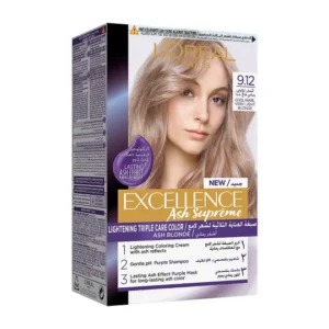 لوريال اكسيلانس صبغة شعر كريم اش كوول بيرل لايت بلوند 9.12 | Loreal Excell. H.color Cr. 9.12 Ash Cool Pearl Very Light Blonde