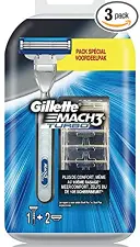 جيليت ماك ثري تربو ثري دي ماكينة حلاقة + 2 موس | Gillette Mac Three Trbw Three D Shaver + 2 Razor