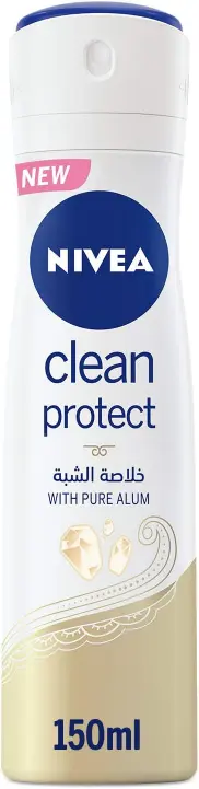 نيفيا سبراي مزيل العرق كلين بروتكت بخلاصة الشبة للنساء (خصم 10 جنيه) 150 مل - عرض خاص | Nivea Spray Deodorant Clean Protect With Extract Alshba Women (Discount 10 EGP) 150 Ml - Offer Special