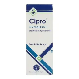 سيبرو (سيبروفلوكساسين) 0.3% نقط للاذن 10 مل | Cipro (Ciprofloxacin) 0.3% Ear Drops 10 Ml