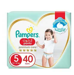 بامبرز بريميوم كير بانتس جونيور رقم (5) 40 قطعة | Pampers Premium Care Pants Junior No (5) 40 Piece