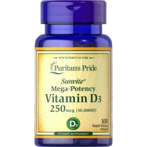 فيتامين - دي3 250 مجم (10.000 وحدة دولية) 100 كبسولة (بيوريتانز برايد) | Vitamin - D3 250 Mg (10.000 I.U.) 100 Cap (Puritans Pride)