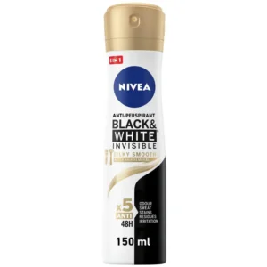 نيفيا مزيل عرق سبراي حريمي بلاك اند وايت جولد سيلكي سموث 150 مل ( عرض خاص ) | Nivea Deod Spr. F/W 150Ml Black&White Gold / Silky Smooth (#)