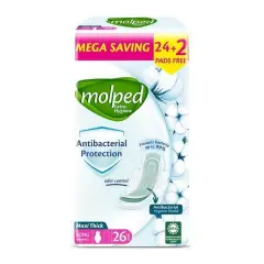 مولبد فوط صحية ماكسي ضد البكتريا لونج 26 قطعة | Molped Pads Sanitary Maxi Anti Bacteria Long 26 Piece