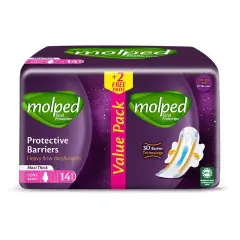 مولبد فوط صحية ماكسي حماية متكاملة ليلي اكسترا لونج 14 قطعة | Molped Maxi Total Protection Night Pads 14Pcs Ex.long
