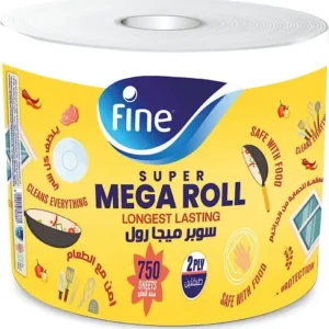 فين تويل ميجا رولس 750 شيتس 2بلي 1*4 بكر مطبخ | Fine Towel Mega Rolls 750 Sheets 2ply 1*4 Rolls Mtbkh