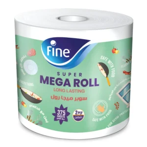 فاين بكر مطبخ ميجا رول طبقتين 375 ورقة | Fine Rolls Mtbkh Mega Roll Tbqtyn 375 Wrqa