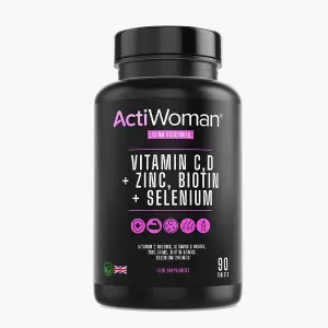 أكتي نساء - فيتامينات سي دي + زنك بيوتين سيلينيوم 90 قرص | Acti Woman - Vitamins C D + Zinc Biotin Selenium 90 Tab