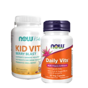ناو (يومي فيتس مالتي 30 كبسولة+كيد فيتس توت بلاست 120 قرص) عرض | Now (Daily Vits Multi 30 Cap+Kid Vits Berry Blast 120 Tab) Offer