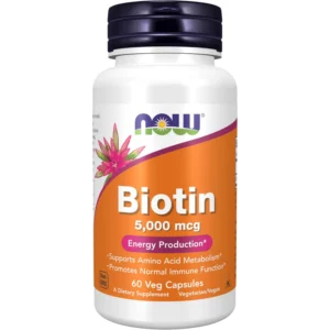 ناو بيوتين 5000 ميكروجرام 60 كبسولة | Now Biotin 5000 Mcg 60 Cap