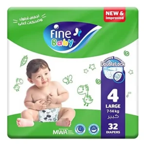 فين بيبي لارج 32دي (4) حفاضات كبير | Fine Baby Large 32d (4) Diapers Large