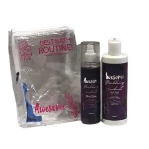اوسوم بوكس برائحة التوت البري(غسول للجسم 500مل + سبراي معطر للجسم250مل + شنطة مكياج)  - عرض خاص | Awesome Box Blackberry W. (Bo.wash 500Ml+Splash 250Ml)+Necklace+Makeup Bag#