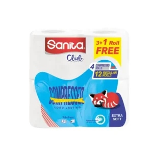 سانيتا كلوب تويليت بابير 3+1قطع (12) بكر تواليت مضغوط | Sanita Club Toilet Paper 3+1pcs (12) Rolls Toilette Mdghwt