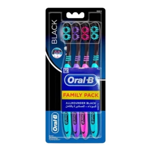 فموي-بي فرشاة أسنان ألروندير فاميلي أسود ميديام 4قطع # فرشاة اسنان | Oral-B Toothbrush Allrounder Family Black Medium 4pcs # Brush Teeth