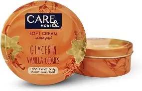 كير اند مور كريم مرطب بالجلسرين  برائحة انتعاش الفانيليا و الكوكيز 125 مل | Care&More Soft Cr. 125Ml Glycerin Vanilla Cookies