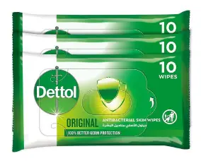 ديتول مناديل مبللة مضادة للبكتيريا  اوريجنال 10 مناديل (2+1) - عرض خاص | Dettol Anti Bacterial Wipes 10Pcs Original (2+1) Promo #