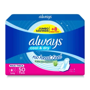 أولويز كول&جاف ماكسي كثيف فوط جامبو 50+8قطعة طويل # | Always Cool&Dry Maxi Thick Pads Jumbo 50+8pc Long #