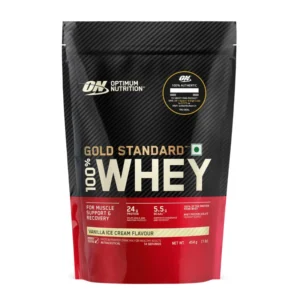 أون جولد ستاندارد 100% واي (فانيليا آيس كريم) 454 جم/1 لب بودرة | On Gold Standard 100% Whey (Vanilla Ice Cream) 454 Gm/1 Lb Powder
