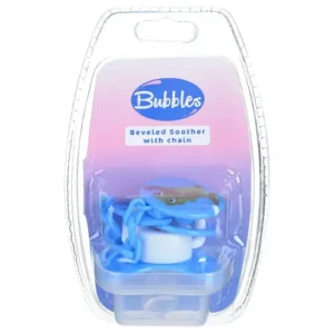بابلز سكاتة مشطوفه بسلسلة ازرق | Bubbles Pacifier Mshtwfh With Chain Blue
