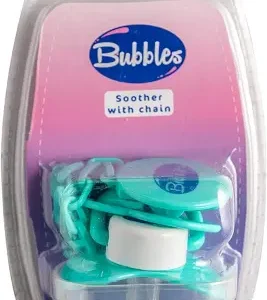بابلز سكاتة عادية بسلسلة / اخضر | Bubbles Pacifier Normal With Chain / Green