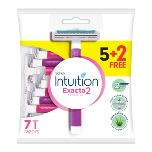 شيك اكزاكت2 شفرة حلاقة للبشرة الحساسة للنساء 7 قطع (5+2 هدية) - عرض خاص | Schick Akzakt2 Blade Shaving Skin Sensitive Women 7 Pieces (5+2 Gift) - Offer Special