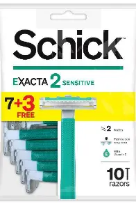 شيك اكزاكت2 شفرة حلاقة للبشرة الحساسة للرجال 10قطع (7+3 هدية) - عرض خاص | Schick Akzakt2 Blade Shaving Skin Sensitive Men 10Pieces (7+3 Gift) - Offer Special