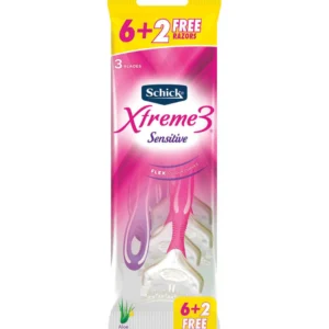 شيك اكستريم 3 شفرة حلاقة للبشرة الحساسة للنساء 8 قطع (6+2 هدية) - عرض خاص | Schick Extreme 3 Blade Shaving Skin Sensitive Women 8 Pieces (6+2 Gift) - Offer Special