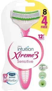 شيك اكستريم 3 شفرة حلاقة للبشرة الحساسة للنساء 12 قطعة (8+4 هدية) - عرض خاص | Schick Extreme 3 Blade Shaving Skin Sensitive Women 12 Piece (8+4 Gift) - Offer Special