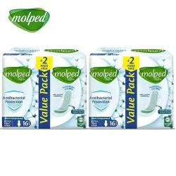 مولبد فوط صحية حماية ضد البكتيريا  طويل جدا 16*2 قطعة | Molped Antibacterial Pads Bundle (16*2)Pcs Ex.long (#)