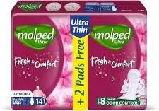 مولبد فوط صحية الترا فريش اند كومفورت طويل جدا 14 فوطة | Molped Pads Sanitary Ultra Fresh And Kwmfwrt Long Very 14 Fwta