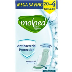 مولبد فوط صحية حماية ضد البكتيريا طويل جدا 24 قطعة | Molped Pads Sanitary Protection Anti Bacteria Long Very 24 Piece