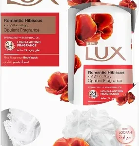 لوكس شاور جل برائحة زهرة الكركديه الرمانسية 250مل + لوفة هدية (15% خصم) (عرض خاص) | Lux Shw.gel 250Ml Romantic Hibiscus Euphoria + Loofah (%15 Dis) (#)