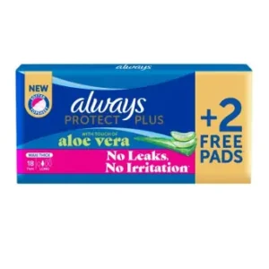 اولويز ماكسي بروتيكت بلس الوفيرا طويل 18+2 قطعة (عرض خاص) | Always Maxi Protect Plus Aloe Vera Long 18+2 Piece (Offer Special)