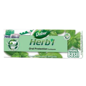دابر عشبي معجون أسنان 140جم باسيل # معجون ريحان+فرشاة | Dabur Herbal Toothpaste 140gm Basil # Paste Ryhan+Brush