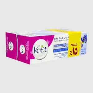 فيت كريم لازالة الشعر للبشرة الحساسة (خصم 15%) 2*100جرام (عرض خاص) | Veet H.remover Cr. 100Gm*2 Silk&Fresh Sens. Sk. (15%) #